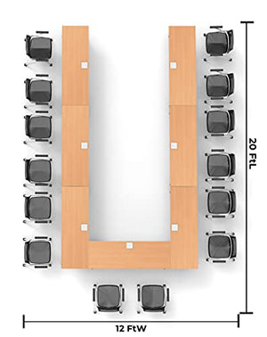 Team Tables 14 Person Folding Training Meeting Seminar Classroom Tables with Power+USB Outlet