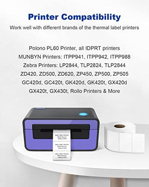 POLONO Label Printer - 150mm/s 4x6 Green Thermal Label Printer, POLONO 2.25”x1.25” Direct Thermal Label, 1000 Labels, White, Compatible with Amazon, Ebay, Etsy, Shopify and FedEx