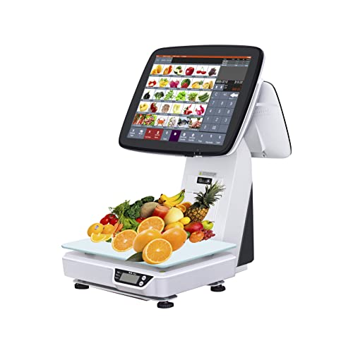 ANYSCALE 15'' Full Flat Touch Screen All-in-One Retail Vegetables Fruits POS Scale System with Receipt Printer - SET03