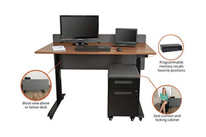 Deluxe Standing Desk Teachers Bundle - Includes a Stand Up Desk/Height Adjustable Desk, 2 Drawer File Cabinet/Rolling File Cabinet, and Desk Divider/Desk Partition (60") (Teak)