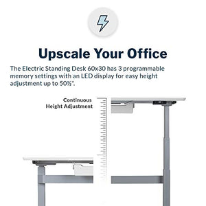Vari Electric Standing Desk 60 (2019 Model) - Sit to Stand Desk - 3 Button Memory Settings - Includes Crossbar w/Cable Management Tray (60, White w/Crossbar)