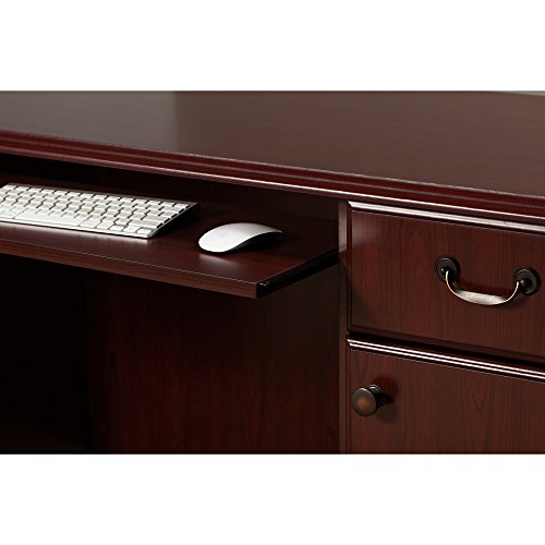 Bush Furniture kathy ireland Home Bennington Manager's Desk, Credenza with Hutch and Lateral File, Harvest Cherry