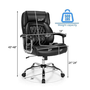 TOMANOR Executive Office Chair High Back Wide Seat Big and Tall 500LBS Black