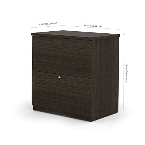 Bestar Ridgeley Executive Computer Desk with Hutch, Lateral File Cabinet, and Bookcase - White Chocolate