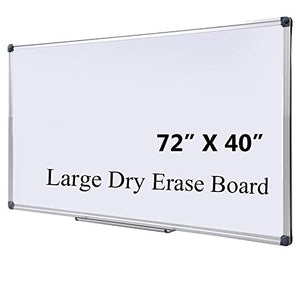 DexBoard Large 72 x 40-in Magnetic Dry Erase Board with Pen Tray| Wall-Mounted Aluminum Whiteboard Message Presentation Memo White Board for Office Home and School (72" x 40")