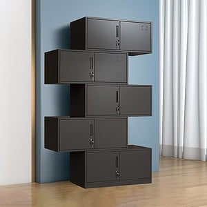 SanzIa 71" Tall Steel Lockable File Cabinets, 5 Tier Freestanding Storage Cabinet