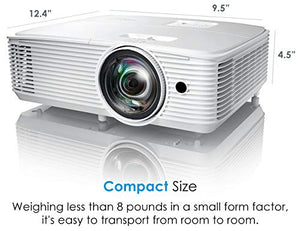 Optoma EH412ST Short Throw 1080P HDR Professional Projector | Super Bright 4000 Lumens | Business Presentations, Classrooms, or Meeting Rooms | 15,000 hour lamp life | Speaker Built In | Portable Size