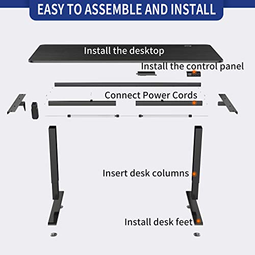 MAIDeSITe Standing Desk Electric Height Adjustable Computer Desk 55 x 28 Inches Home Office Desk Memory Controller Sit Stand Table Computer Workstations Black