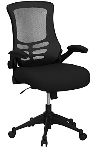 Flash Furniture Mid-Back Black Mesh Swivel Ergonomic Task Office Chair with Flip-Up Arms