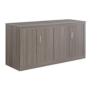 NBF Signature Series at Work Storage Credenza 72" W x 24" D Gray Laminate/Brushed Nickel Accents