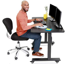 Stand Steady Tranzendesk | Pneumatic Standing Desk with Detachable Wheels| Height Adjustable Sit to Stand Workstation | Modern Ergonomic Stand Up Desk for Home & Office (48 Inch / Black) 