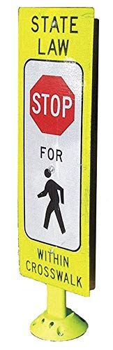 Generic Davidson Yellow Pedestrian Sign with Base, Polyurethane, 43-1/2" Length - 1 EA