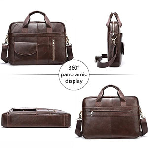 ZLVWB Men's Leather Bags Leather Laptop Bags Document Briefcases Zipper Men's Business Bags (Color : A)
