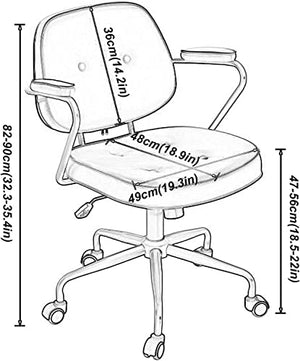 None PU Leather Rolling Stool with Back Armrest Height Adjustable Swivel Task Chair (Green)