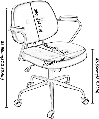 PU Leather Rolling Stool with Back Armrest Height Adjustable Swivel Task Chair (Green)