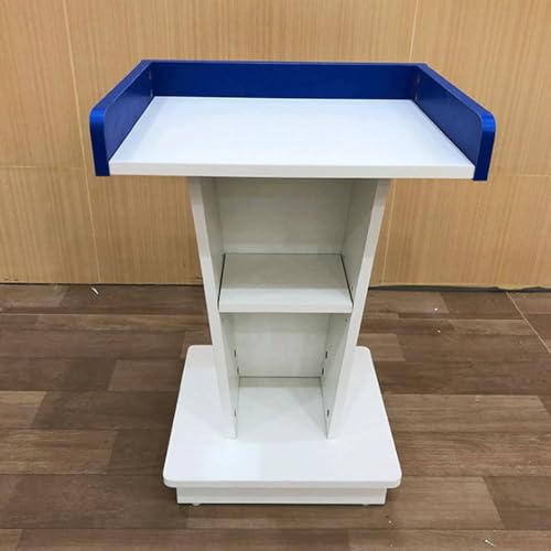 WooDeY Modern Wood Lectern Podium Stand with Open Storage