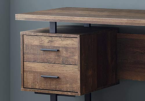 Monarch Specialties Computer Desk with Drawers - Contemporary Style - Home & Office Computer Desk with Metal Legs - 60"L (Brown Reclaimed Wood Look)