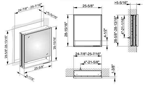 Keuco Royal Lumos 26" Mirror Cabinet - Surface Mounted - Open Shelf - Left Hinge by Keuco