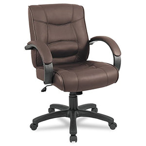 Alera ALESR42LS50B Strada Series Mid-Back Swivel/Tilt Chair w/Brown Top-Grain Leather