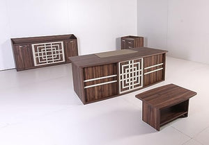 Casa Mare 87" Wood Office Furniture Set of 4pcs | Executive Desk, Rolling File Drawers, Storage Cabinet, Coffee Table