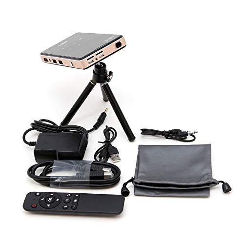 HD 4K Mini Projector, Ultra-Portable Outdoor/Indoor DLP Screen, Smart Pocket Projector with Bluetooth 4.0/HDMI/WiFi/USB Compatibility, Built-in Battery, Home Movie Entertainment System