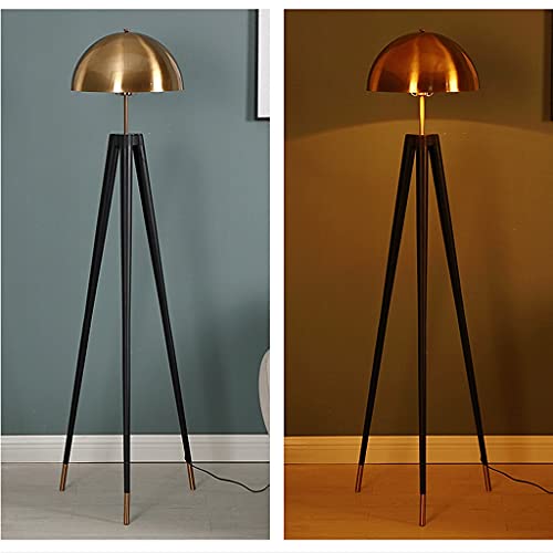 GaRcan Modern Industrial Standing Floor Lamp Black and Gold Tripod - Living Room and Bedroom Lighting