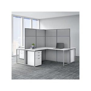 Bush Business Furniture Easy Office 4 Person L Shaped Cubicle Desk, 60W x 66H, Pure White