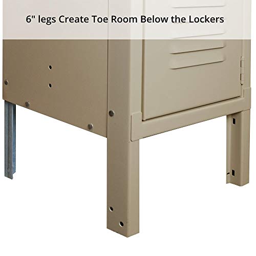 LYON 3-Wide 54" Metal Locker - Putty Finish - Steel Construction - Made in USA