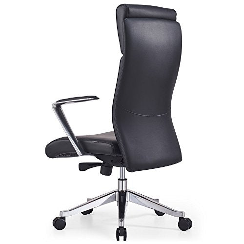 Adjustable Ergonomic Draper Leather Executive Chair with Aluminum Frame- Black