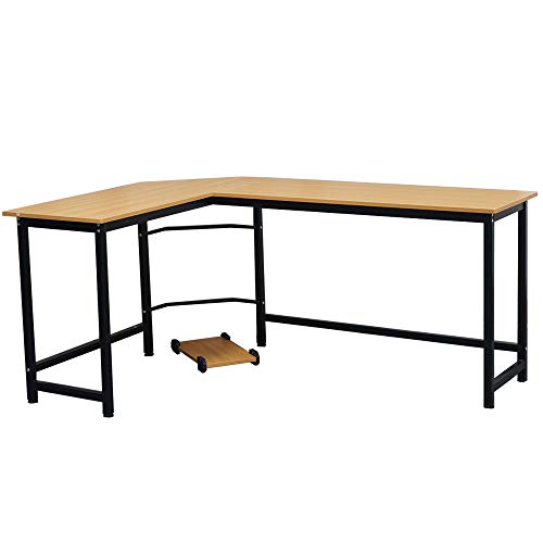 TimmyHouse Corner Desk L-Shaped Computer Desk PC Latop Study Office Table Workstation Home