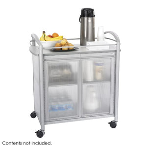 Safco Products Impromptu Refreshment Cart 8966GR, Gray, 200 lbs. Capacity, Double Doors, Swivel Wheels