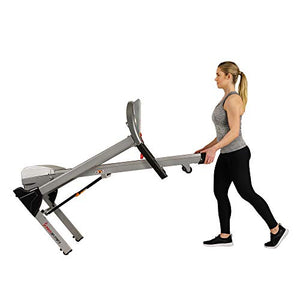 Sunny Health & Fitness Electric Folding Treadmill with Auto Incline, LCD and Pulse Monitor, Speakers, Shock Absorb, 285 LB Max Weight and Body Fat Calculator - SF-T7873,Gray