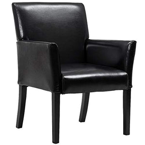 Giantex Set of 2 Leather Reception Guest Chairs with Padded Seat and Arms - Black
