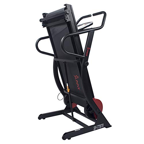 Sunny Health & Fitnesss Manual Treadmill with Adjustable Incline, Magnetic Resistance, 300 LB Max Weight, LCD and Pulse Monitor, Tablet Holder- SF-T7878,Black
