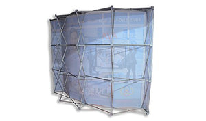 BANNER BUZZ MAKE IT VISIBLE Fabric Pop Up Curved Display, Trade Show Display Backdrop Booth, Aluminium Pop Up Frame, Outdoor Business Advertising Stand, 10’ Width X 8’ Height (Print with Hardware)