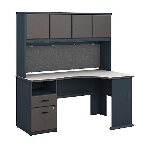 Series A 60W Corner Desk with Hutch and 2 Drawer Pedestal