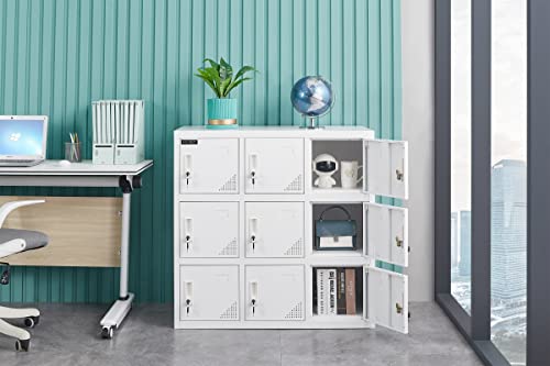 MAYROY Metal Locker Office Storage Organizer - Full White (W9D)