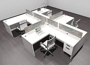 UTM Furniture Modern Acoustic Divider Office Workstation Desk Set - Four Person, OF-CPN-SPRG57