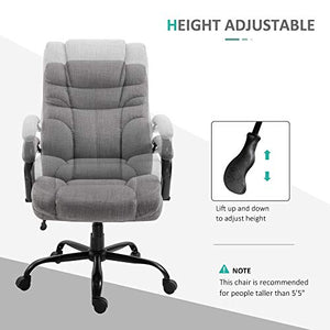Vinsetto Big and Tall Ergonomic Executive Office Computer Chair 500lbs High Capacity with Upholstered Thick Padding Headrest and Armrest, 5 Univeral Wheels and Linen Finish, Light Grey