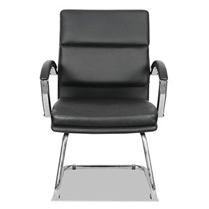 Alera NR4319 Neratoli Series Slim Profile Guest Chair, Black Soft Leather/Chrome Frame