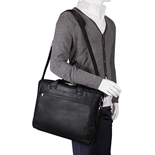 McKleinUSA S Series, Bridgeport, Pebble Grain Calfskin Leather, 17" Large Leather Laptop & Tablet Briefcase, Black (15475)