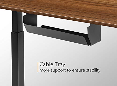 FEZIBO Height Adjustable Electric Standing Desk, 55 x 24 Inches Stand Up Table, Sit Stand Home Office Desk with Splice Board, Black Frame/Espresso Top