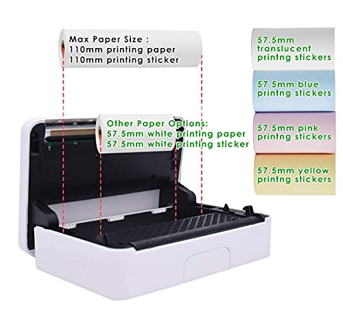 Portable Travel Printer-Wireless Thermal Printer Compatible with iOS Android Window for Printing Sticker, Logo,Label,Receipt,Photo,300dpi Grayscale Printing Mode