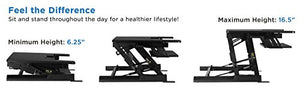 Mount-It! Standing Desk Converter - Height Adjustable Stand Up Desk with Gas Spring Riser - Wide 36 Inch Sit Stand Workstation Fits Dual Monitors – Black (MI-7926)