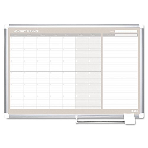 MasterVision GA0597830 Monthly Planner, 48x36, Silver Frame