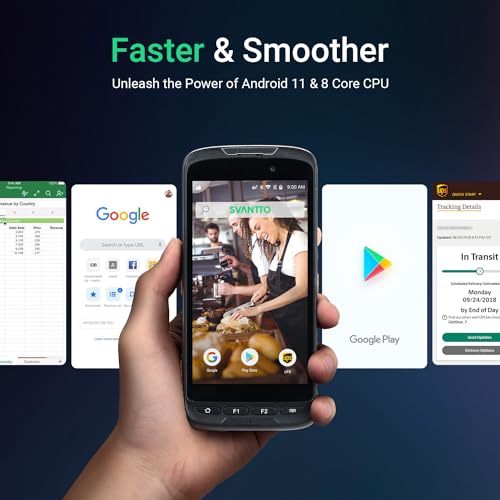 SVANTTO Android Barcode Scanner, 4+64GB Full-Screen 5" Android 11 Mobile Computer IP65 Inventory 1D 2D QR Code
