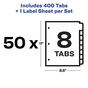 Avery Index Maker Clear Label Dividers, 8.5 x 11 Inch, 8 Tab, White Tab, 50 Sets  (11557)
