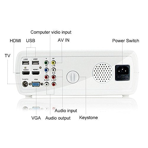 Roadwi 2600 Lumens Home Theater Projector Outdoor Movies Support HDMI VGA AV USB LED Cinema LCD Display for Kids Gaming …
