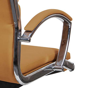 Alera ALENR4159 Neratoli High-Back Slim Profile Chair, Camel Soft Leather, Chrome Frame