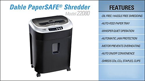 Dahle PaperSAFE Deskside Auto Feed Shredder, Cross Cut, 22080, Lot of 1